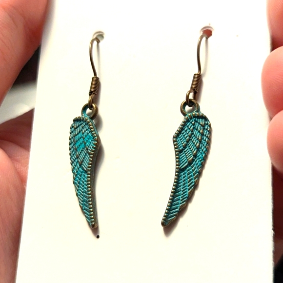 Handmade Jewelry - Turquoise Feather Earrings